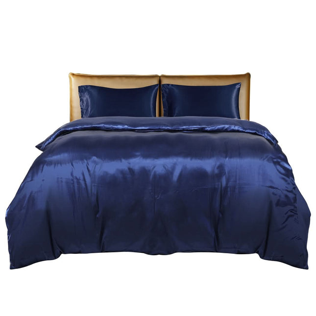 DreamZ Silky Satin Quilt Cover Set Bedspread Blue Super King-1954802917005463553