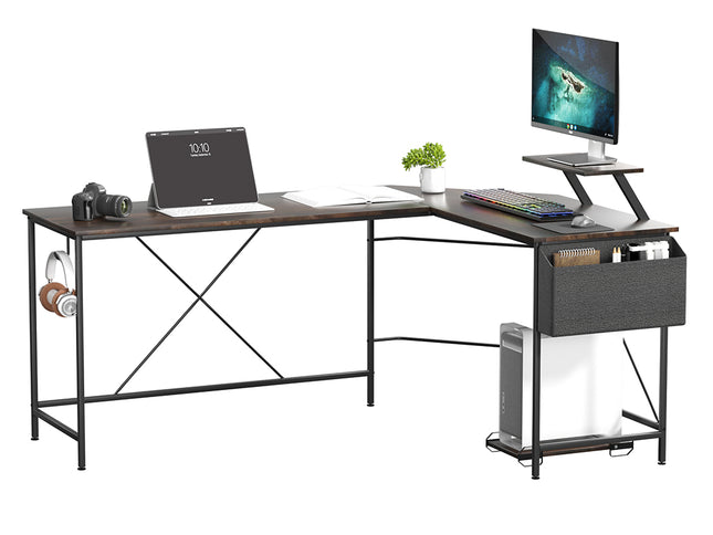 Levede Computer Desk Corner Desk Brown-1973193440518868993