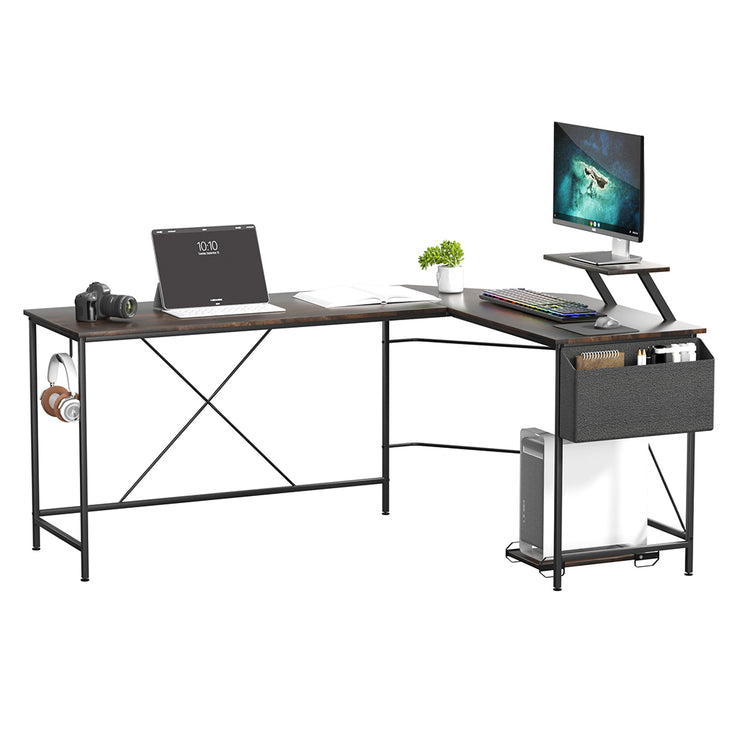 Levede Computer Desk Corner Desk Brown-1973193440518868993