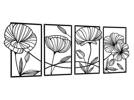 Yezi Metal Wall Art 4Pcs Floral Minimalist Line Decor-1910149776071069697