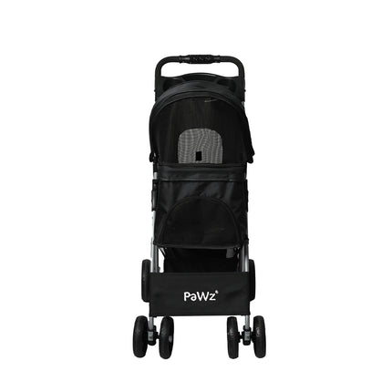 PaWz 4 Wheels Pet Stroller Dog Cat Cage Black-1973193718240514049