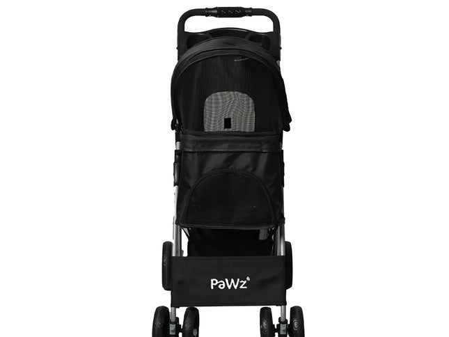PaWz 4 Wheels Pet Stroller Dog Cat Cage Black-1973193718240514049