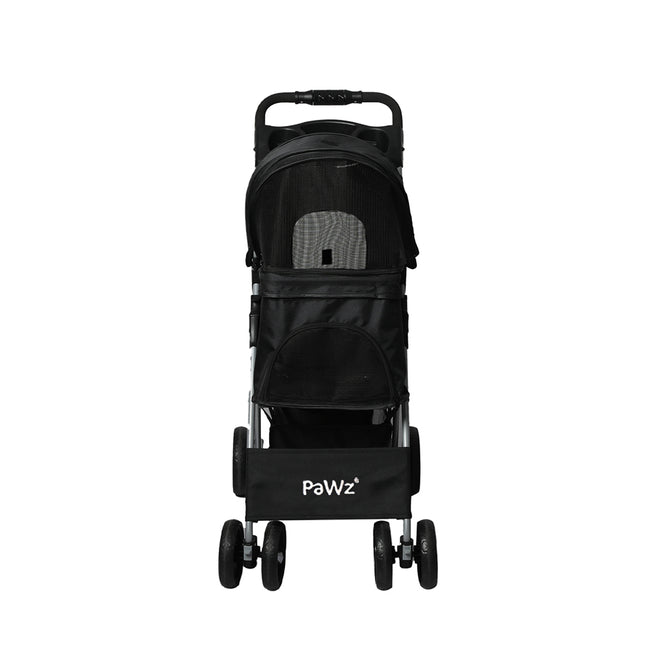 PaWz 4 Wheels Pet Stroller Dog Cat Cage Black-1973193718240514049
