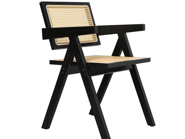 Levede 1x Black Wicker Armchair Dining Chair-1942353409436946433