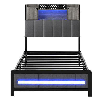 Levede Single Bed Frame with Storage Headboard RGB LED-2011971105295831041