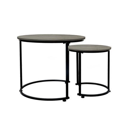Levede Round Nesting Table Coffee Table Wood Side Table-2006732776656736257