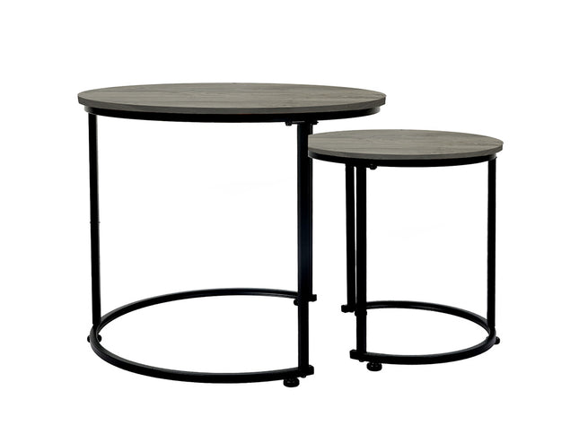 Levede Round Nesting Table Coffee Table Wood Side Table-2006732776656736257