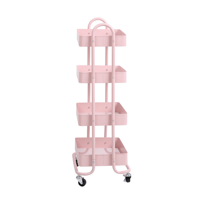 Levede 4 Tiers Kitchen Trolley Cart Pink-1973193877636648961
