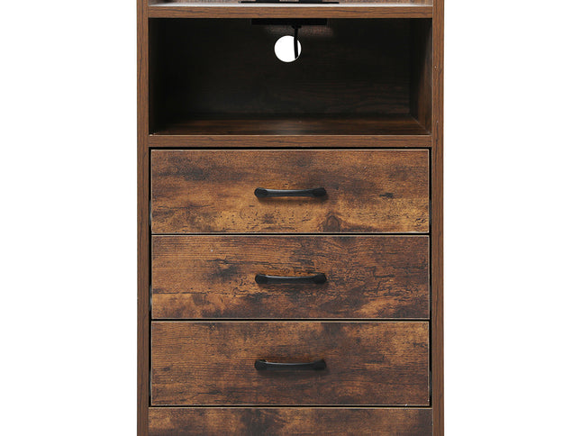 Levede Bedside Table USB Charger Outlet LED Oak-1973193443496824833