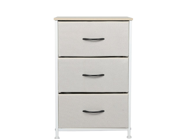 Levede Chest of 3 Drawers Bedside Table Beige-1942353397931970561
