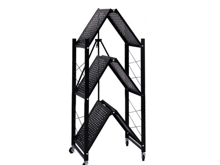 Levede Foldable Storage Shelf Display Black 3 Tiers-1864184714152251393