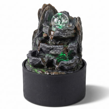 Spector Tabletop Water Fountain Resin LED Light 3 Flow Levels Waterfall Office-2061251862543339521