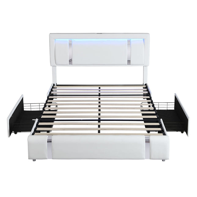 Levede Double Bed Frame With Adjustable Headboard White-1973193504947572737