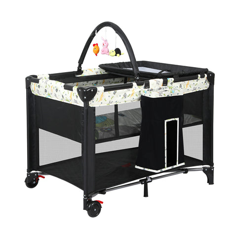 BoPeep Baby Cot Bed Crib Portable Bassinet Black-1910113153782517761