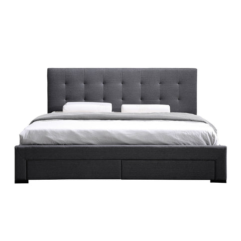 Levede Queen Bed Frame Fabric Tufted Dark Grey-1910113204571344897