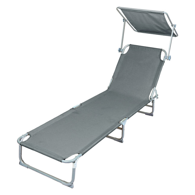Levede Foldable Lounge Chairs with Canopy Grey-1973193483523067905