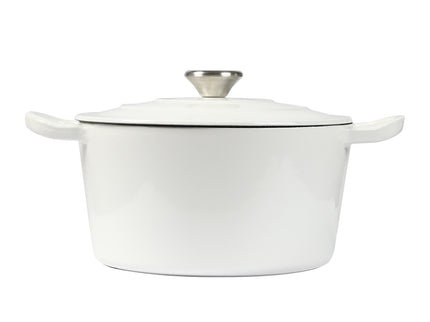 TOQUE 4L Enamel Dutch Oven Pot in White Colour-1864184348446691329
