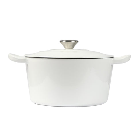 TOQUE 4L Enamel Dutch Oven Pot in White Colour-1864184348446691329