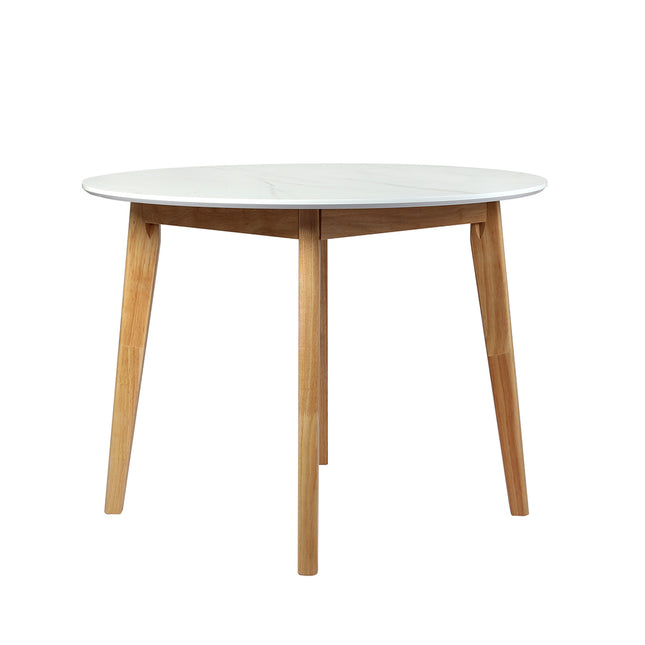 Levede Dining Table Round Rubberwood Base 100cm White 100 CM-1973194087016304641