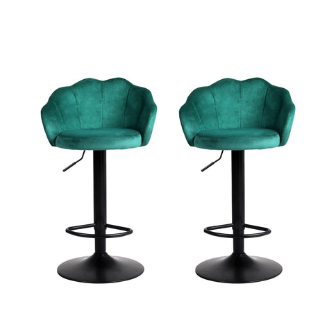 Levede 2x Bar Stools Kitchen Gas Lift Green-1864183229175697409