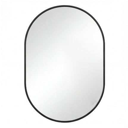Yezi Oval Wall Mirror 70x50cm Black Frame Bathroom Wall Mounted Vanity Mirror-2050059009389629441
