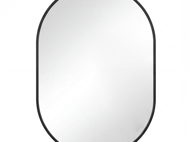 Yezi Oval Wall Mirror 70x50cm Black Frame Bathroom Wall Mounted Vanity Mirror-2050059009389629441