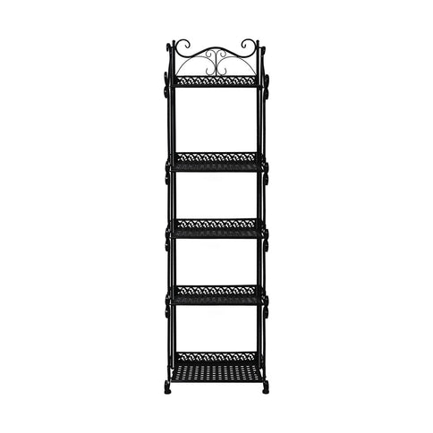 Levede Plant Stand 5 Tiers Outdoor Indoor Black-1864184722444390401