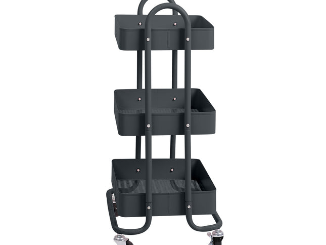 Levede 3 Tiers Kitchen Trolley Cart Grey-1917016721408004097