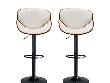 Levede 1x Bar Stools Kitchen Gas Lift White-1864183229909700609