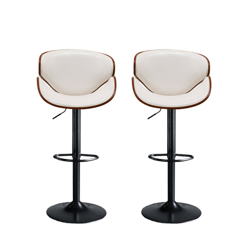 Levede 1x Bar Stools Kitchen Gas Lift White-1864183229909700609