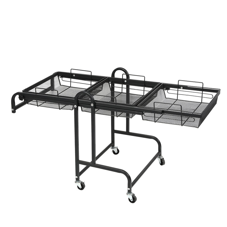 Levede 3 Tier Kitchen Trolley Cart Swivel Black Colour-1975420477254012929