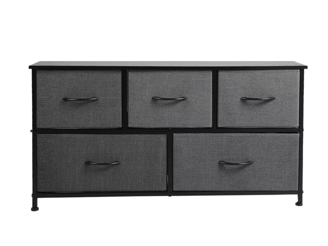 Levede Chest of 5 Drawers Storage Cabinet Dark Grey-1942353397042778113