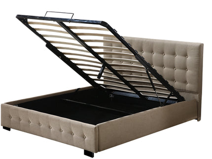Levede Fabric Bed Frame King Tufted Beige-1910113203430494209