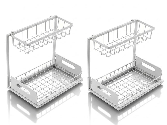 Toque 2x Under Sink Storage Rack Kitchen Cabinet Organiser 2-Tier Shelving Home-2050059015005802497
