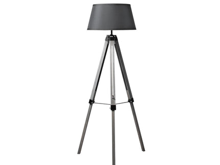 EMITTO Tripod Wooden Floor Lamp Shaded Grey-1864184396748296193