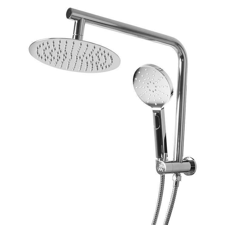 High Pressure Shower Head Set Rain Round Silver-1973194049343066113