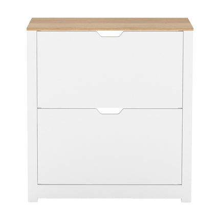 Levede Narrow Shoe Cabinet Organiser Storage Rack Flip-up Drawer 12 Pairs White-2050056773427138561