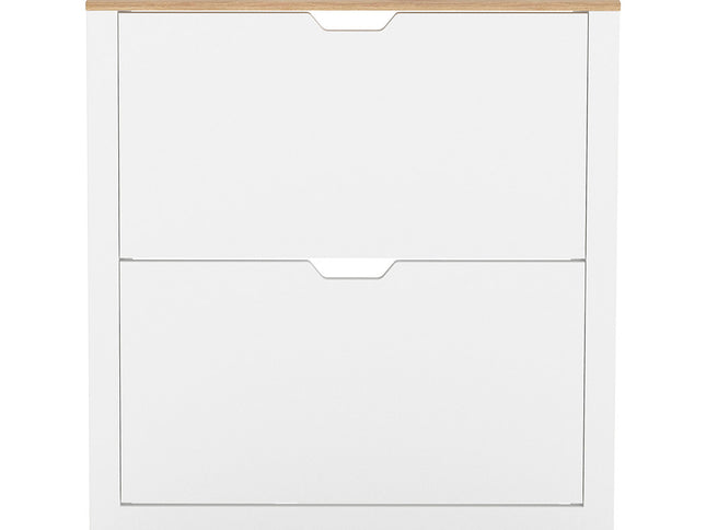 Levede Narrow Shoe Cabinet Organiser Storage Rack Flip-up Drawer 12 Pairs White-2050056773427138561