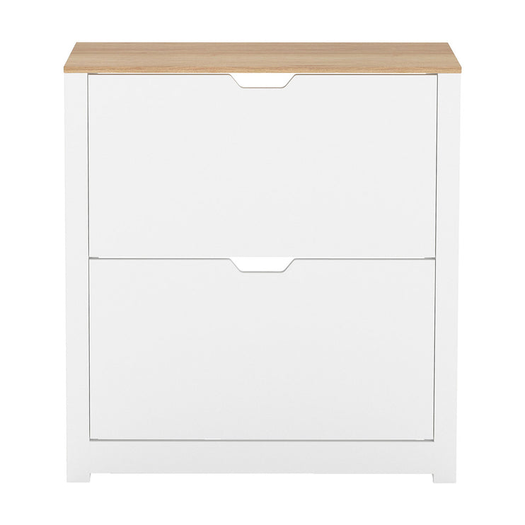 Levede Narrow Shoe Cabinet Organiser Storage Rack Flip-up Drawer 12 Pairs White-2050056773427138561