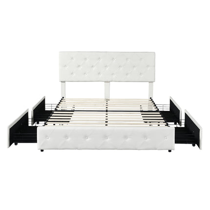 Levede Queen Bed Frame Tufted 4 Drawer-1973194032301608961