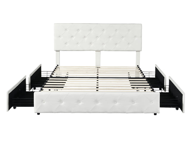 Levede Queen Bed Frame Tufted 4 Drawer-1973194032301608961