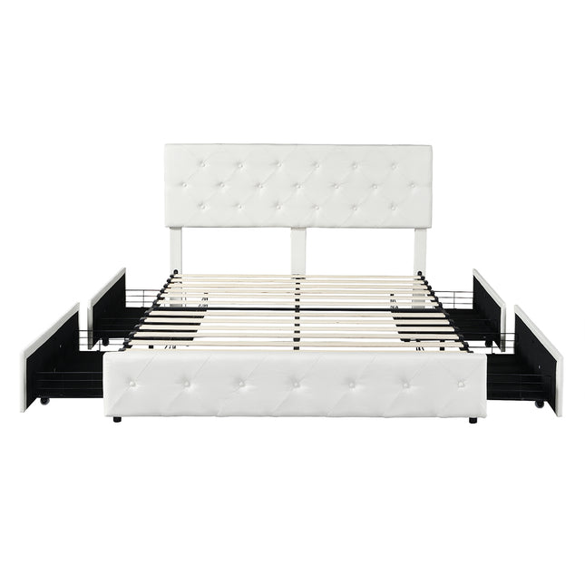 Levede Queen Bed Frame Tufted 4 Drawer-1973194032301608961