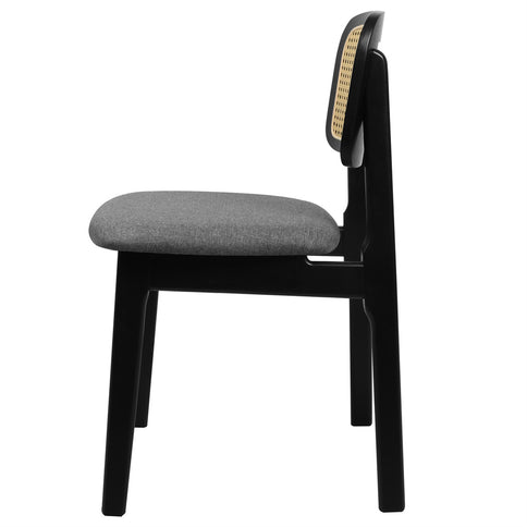 Levede 2x Dining Chair Wood Rattan Armless Black-1910112280654254081