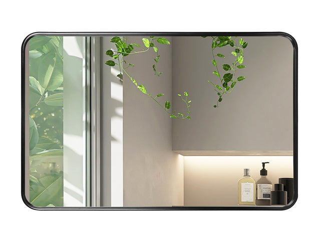 Yezi Wall Mirror Rectangle Bathroom Black-1942353100727783425