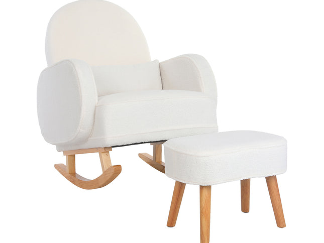 Levede Fleece Rocking Chair with footstool-1910112200622739457