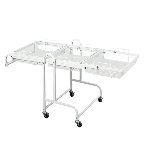 Levede 3 Tier Kitchen Trolley Cart Swivel White Colour-1864184350837444609