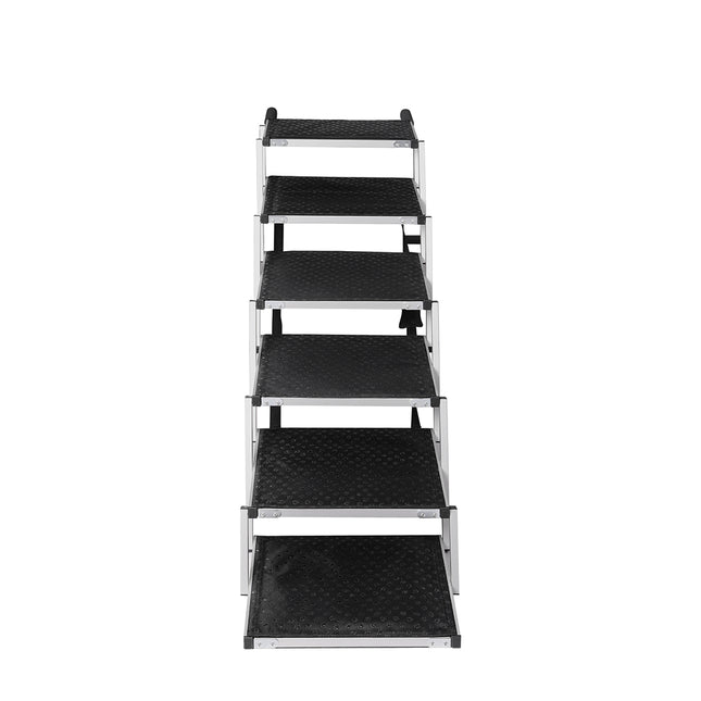 PaWz 6 Steps Dog Ramp Adjustable Height Black-1973193664230461441