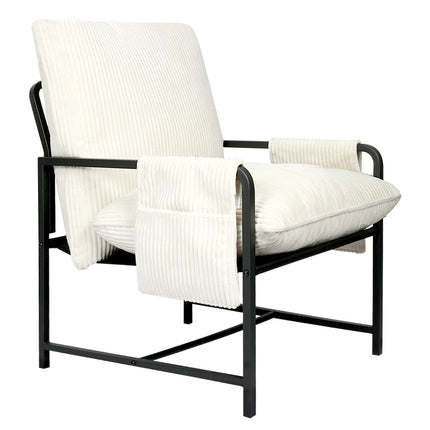 Levede Metal Framed Lounge Chair Corduroy in Beige-1954802469909434369