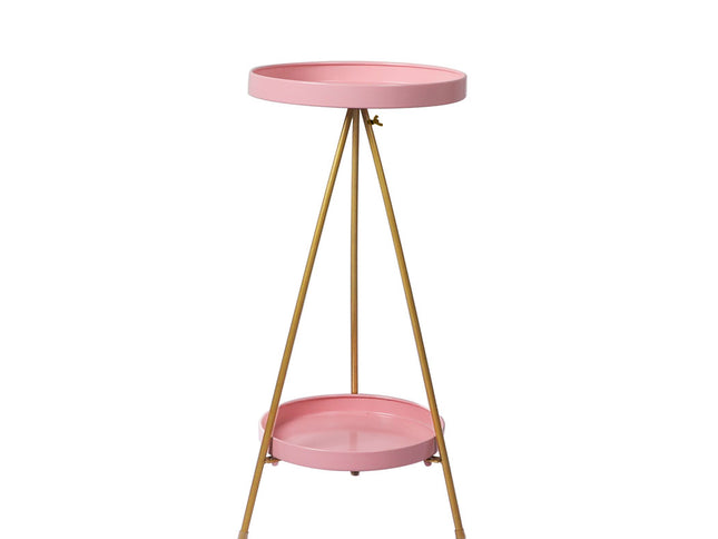 Levede Plant Stand 2 Tiers Outdoor Indoor Pink Gold Medium-1864184724495405057