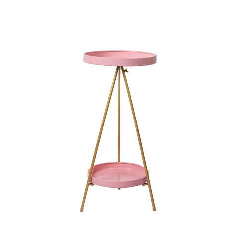 Levede Plant Stand 2 Tiers Outdoor Indoor Pink Gold Medium-1864184724495405057